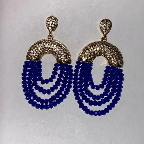 Rhinestone and beads earrings - Picture 5 of 7